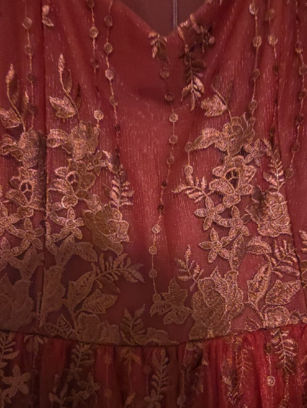 JessaKae Burgundy Lace Midi Dress with Flutter Sleeves - Picture 5 of 9